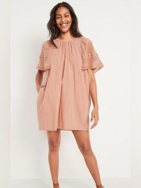 Old Navy Flutter Sleeve Light Brown Petite XL Mini Dress.          3128